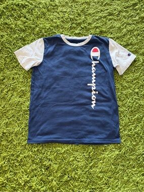 Champion Navy & White Vertical Logo Short Sleeve Tee